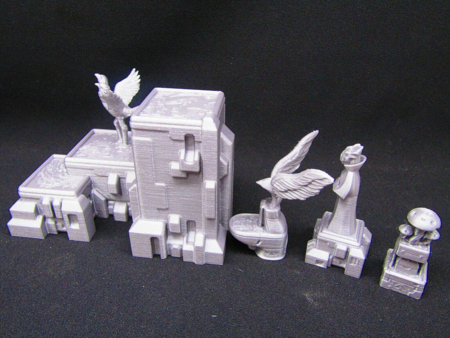 4pc Fountains and Statues Set Scenery Scatter Terrain 3D Printed Model 28/32mm