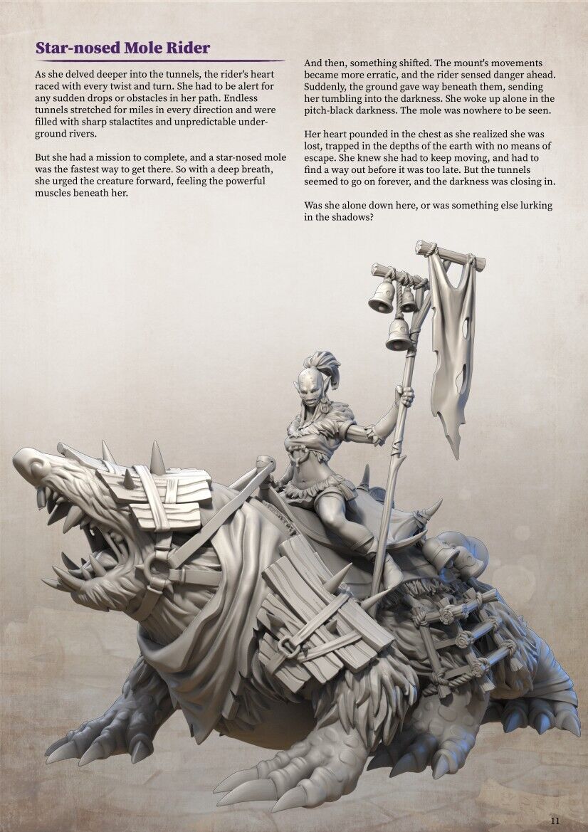 Male Mole Rider W/ Mole Mini Miniature Model Figure RPG Tabletop Gaming D&D etc