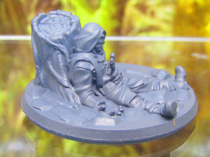 Dead Adventurer Traveler w/ Arrow in Gut Miniature Figure 3D Printed Model