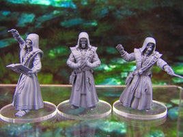 3pc Undead Skeletons Acolyte Cultists Dark Wizard Sorcerer Mini Miniatures