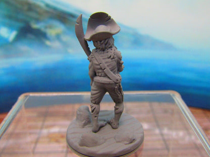 Undead Pirate Captain for Ghost Ship Crew Mini Miniature 3D Printed Model 28/32m