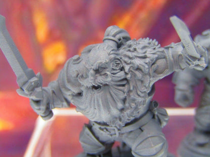 3pc Dwarf Barbarian Berserkers Viking Mini Miniature Figure 3D Printed Model DnD