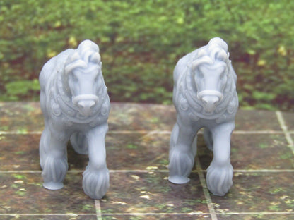 Pair of Work / Wagon Clydesdale Horses Mini Miniatures 3D Printed Model 28/32mm
