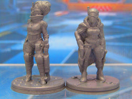Female Human Sci Fi Bounty Hunter Mercenary Pair Mini Miniature 3D Printed Model