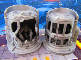 Containment Holding Chambers Cell Damaged Pair W/ Space Monsters Aliens Set