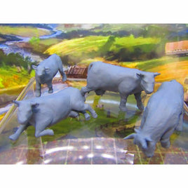 4pc Cows Cattle Farm Animals LIvestock Mini Miniature 3D Printed Figure Model