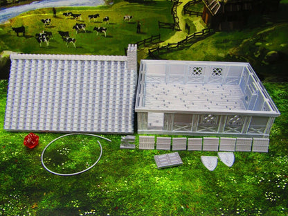 Large Manor Farm House Scatter Terrain Scenery 3D Printed Model 28/32mm Scale