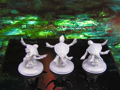 3pc Undead Underwater Skeleton Sea Turtle Set Mini Miniature Model Character