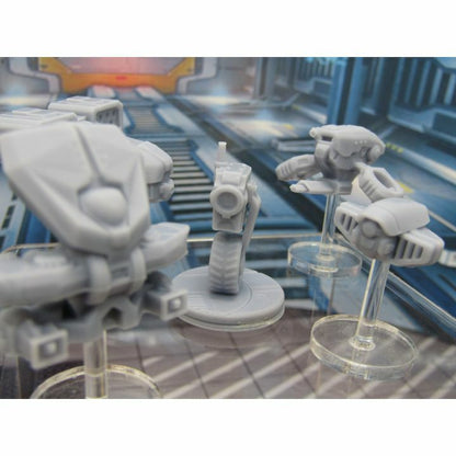 5 Piece Drone Bot Droid Robot Lot Mini Miniature 3D Printed Figure Model