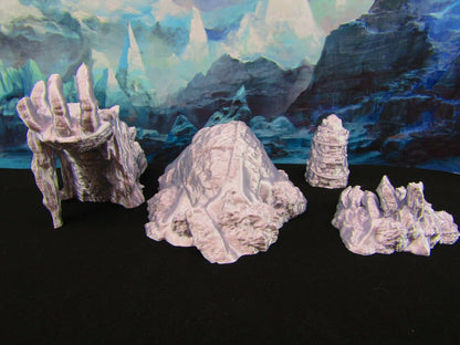 Buried Ruined Ancient Statue w/ Cairn Stone Scatter Terrain Scenery 3D Printed