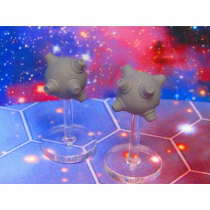 Pair of Space Military Mines Starfinder Fleet Scale Starship Mini Miniature