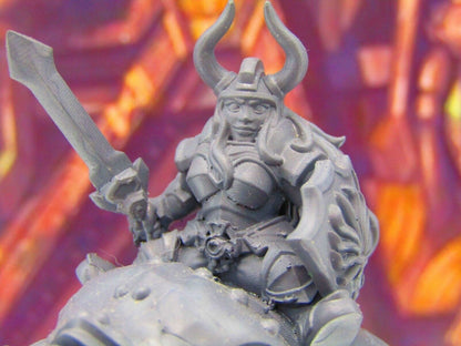 Dwarven Queen Battle Ready on War Bear Mini Miniature Figure 3D Printed Model