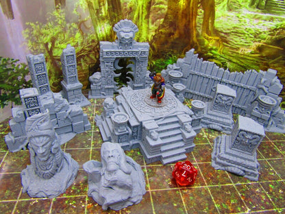 14pc Ancient Jungle Temple Ruins Scatter Terrain Scenery 3D Printed Model