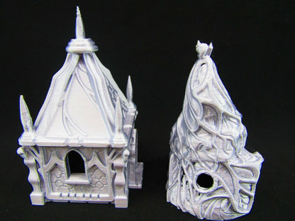 Small Dark Elf Hut Houses Pair Scatter Terrain Scenery 3D Printed Mini Miniature