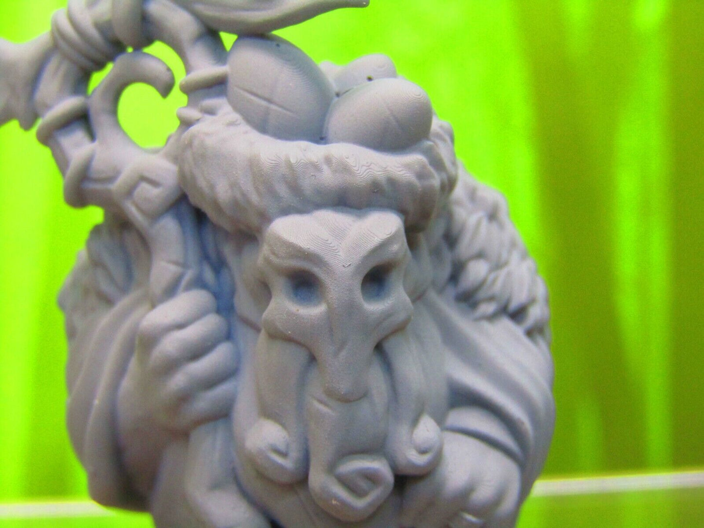Druid Hermit Dwarf w/ Mask and Bird's Nest Hat Mini Miniature 3D Printed Model