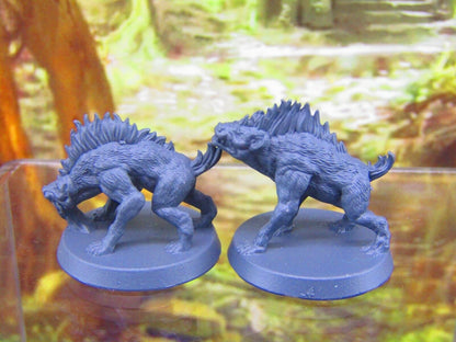 Hyenas Pair Pet Companions Familiars Mini Miniatures 3D Printed Resin Model