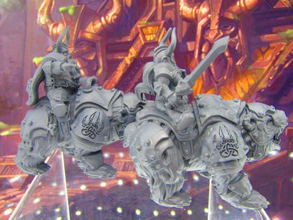 Dwarven King & Queen Pair Battle Ready on War Bears Miniature Figure 3D Print