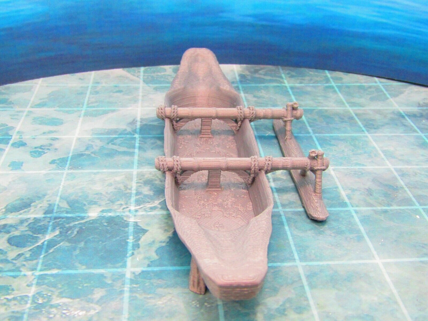 Canoe with Outrigger Boat Ship Scatter Terrain Scenery 3D Printed Model 28/32mm