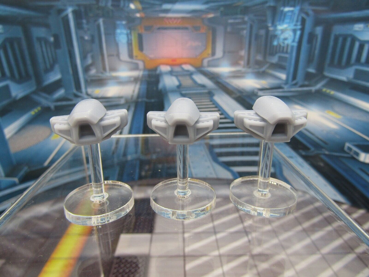 Lot of 3 Scout Drones w/ Flight Stands Mini Miniature 3D Printed Figure Model