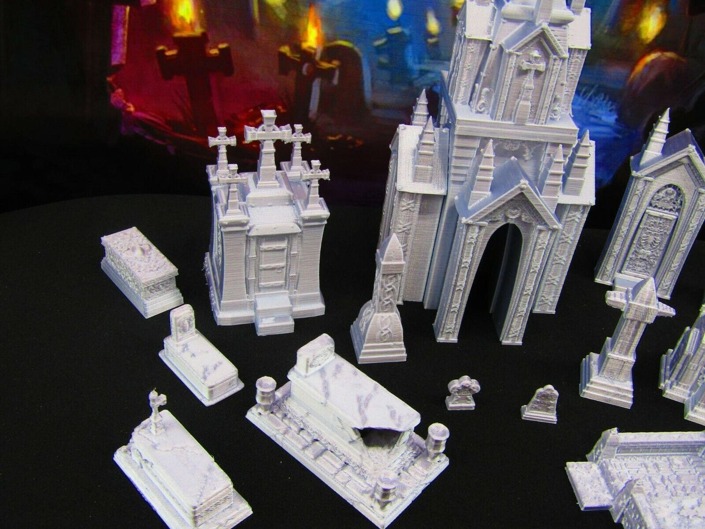 23pc Tombs, Gravestones, & Mausoleums Graveyard Collection Grave Set 3D Print