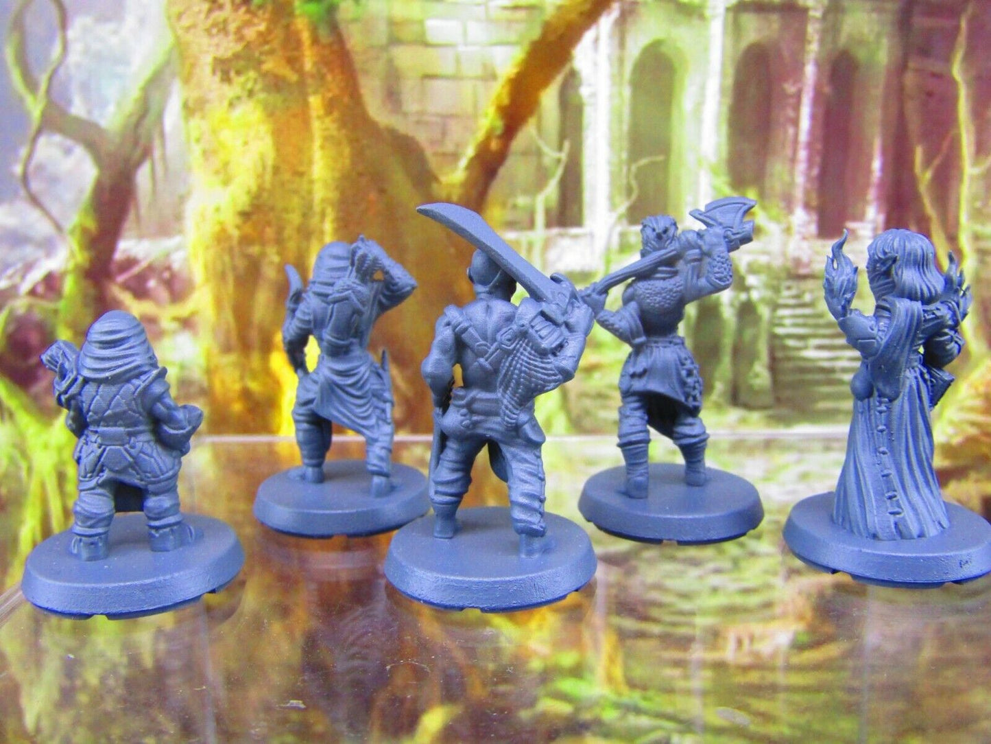 5pc Player Characters Dwarf, Elf, Half Orc, Half Elf, Human Mini Miniatures