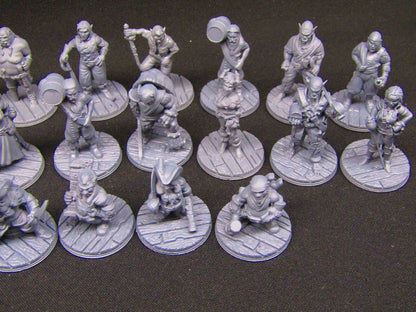 27pc Pirate Set Mini Miniature Figure 3D Printed Model 28/32mm Scale Fantasy RPG