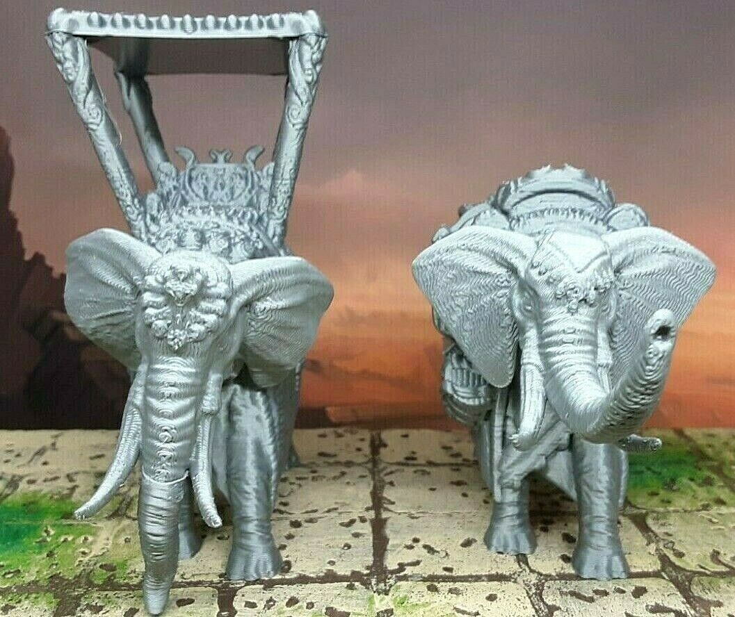 Pair of Riding & Pack Elephants Mini Miniature Figure 28-32mm Tabletop Gaming