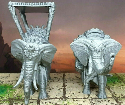 Pair of Riding & Pack Elephants Mini Miniature Figure 28-32mm Tabletop Gaming