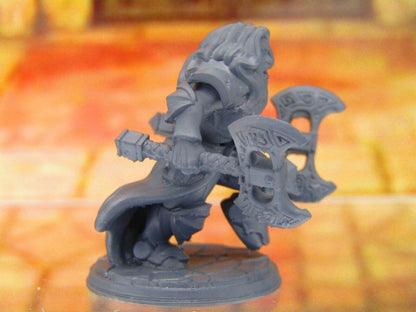 Kiness the Fury Female Dual Wielding Dwarf Warrior Mini Miniature 3D Print