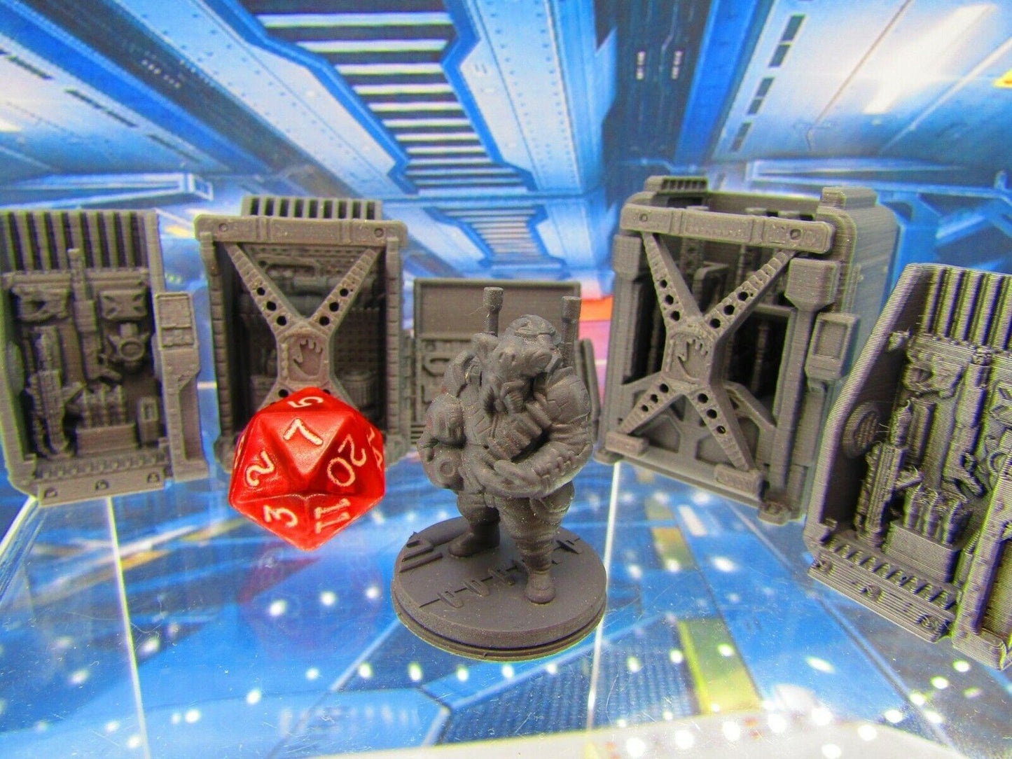 7pc Weapons Arms Dealer & Racks Armory Miniatures 3D Printed Model 28/32mm Scale