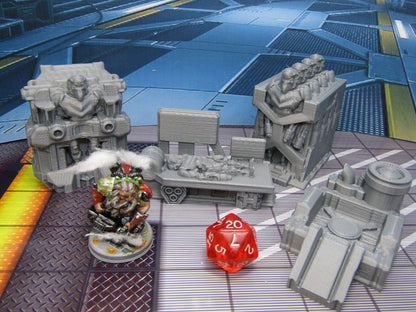 4 Pc Droid Workshop Manufacturing Factory Scatter Terrain Scenery 3D Printed