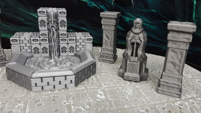 7 Piece Dwarven Halls Fountain Set Scatter Terrain Miniature Dungeons & Dragons