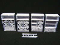 
              4pc Medium / Tall Shelves & 1 Ladder Scatter Terrain Scenery 3D Printed Mini
            
