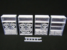 4pc Medium / Tall Shelves & 1 Ladder Scatter Terrain Scenery 3D Printed Mini