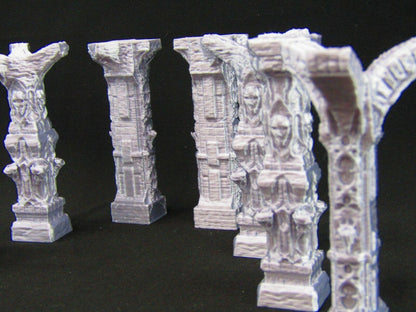 8 Piece Catacombs Columns Set Scatter Terrain Scenery 3D Printed Mini Miniature