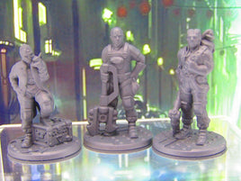 Lot of 3 Spaceship/ Dock Workers Civilans Commoners NPCs Mini 3D Printed Figures
