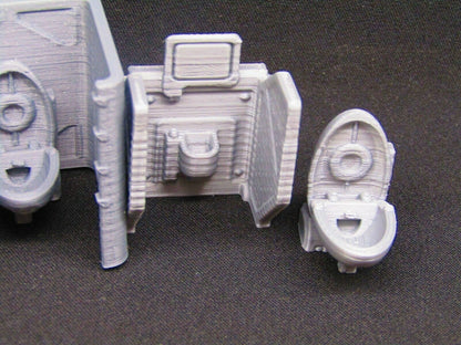 5pc Bathroom Restroom Toilet Set Scenery Scatter Terrain 3D Printed Model