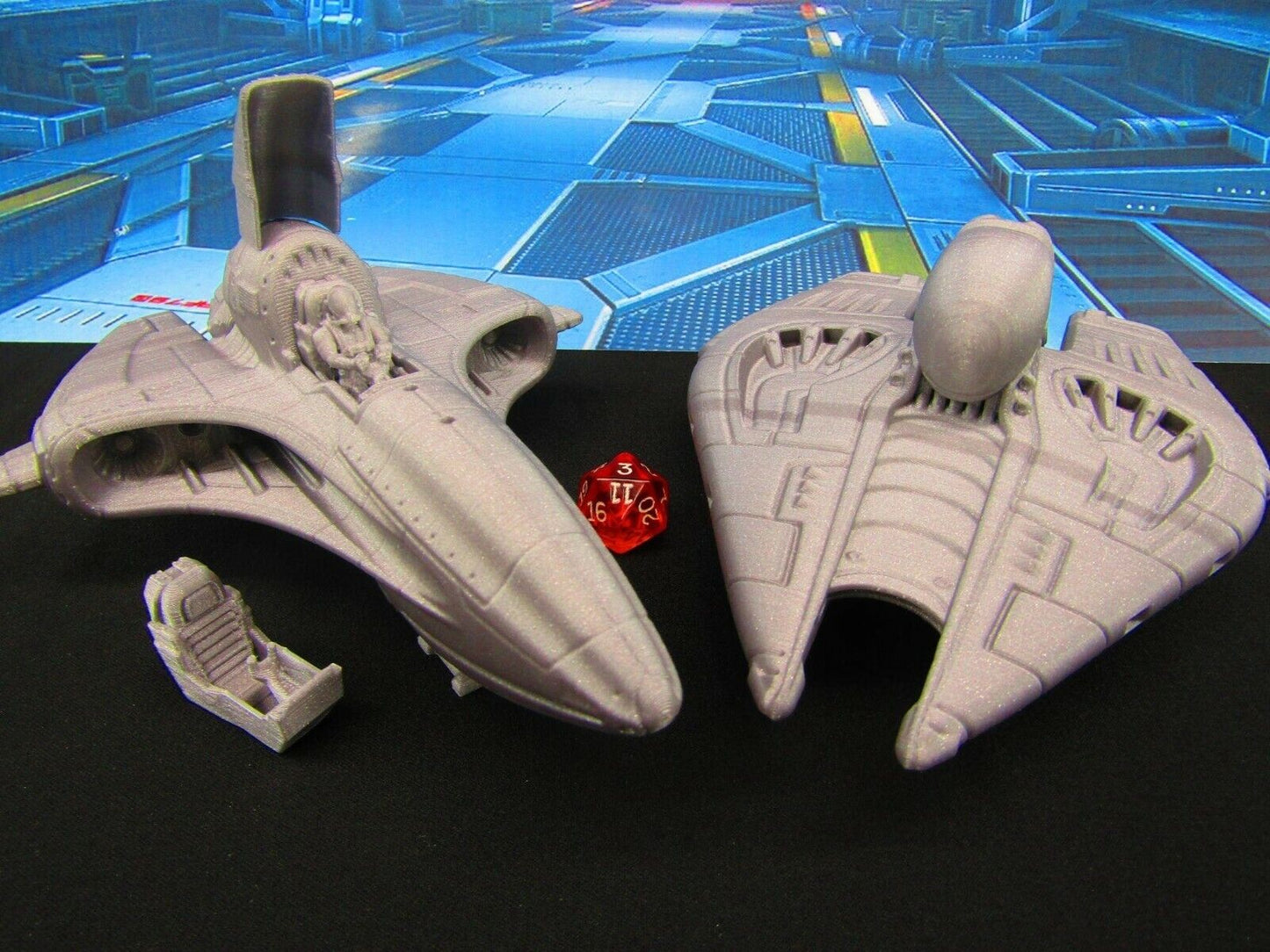 Star Fighter Space Ship Pair Scenery Scatter Terrain 3D Printed Model 3D Print