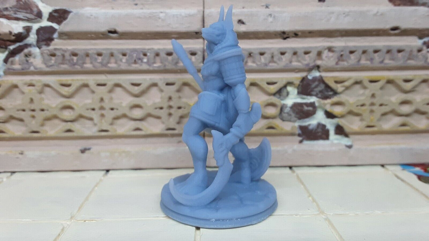 Egyptian Anubis Warrior W/ Poleaxe Mini Miniature Figure D&D 3D Printed Resin
