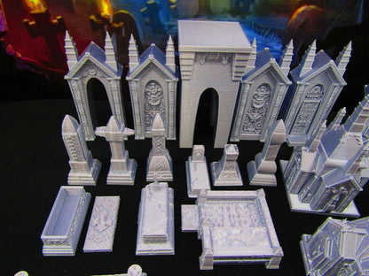 23pc Tombs, Gravestones, & Mausoleums Graveyard Collection Grave Set 3D Print
