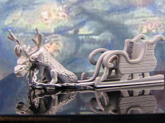 Chaindeer Evil Christmas Reindeer W/ Sleigh Mini Miniature Model Character