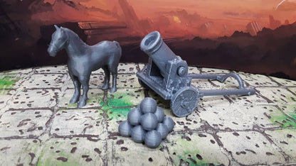 Large Horse Drawn Cannon "Thumper" Siege Weapon 3D Printed Dungeons & Dragons