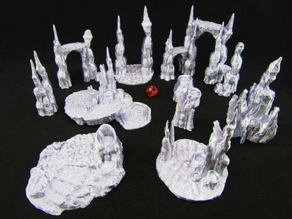 10pc Lava Field Chamber Set Scatter Terrain Scenery 3D Printed Mini Miniature