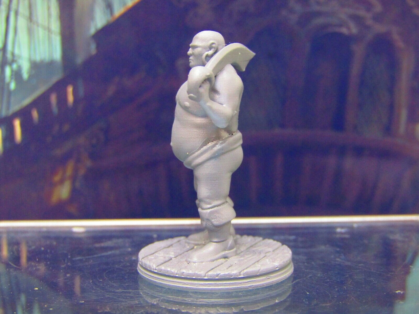 Fat Human Pirate Crewman w/ Cutlass Mini Miniature Figure 3D Printed Model