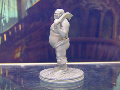 Fat Human Pirate Crewman w/ Cutlass Mini Miniature Figure 3D Printed Model