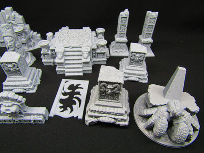 16 pc Ancient Jungle Temple Ruins Scatter Terrain Scenery 3D Printed Model