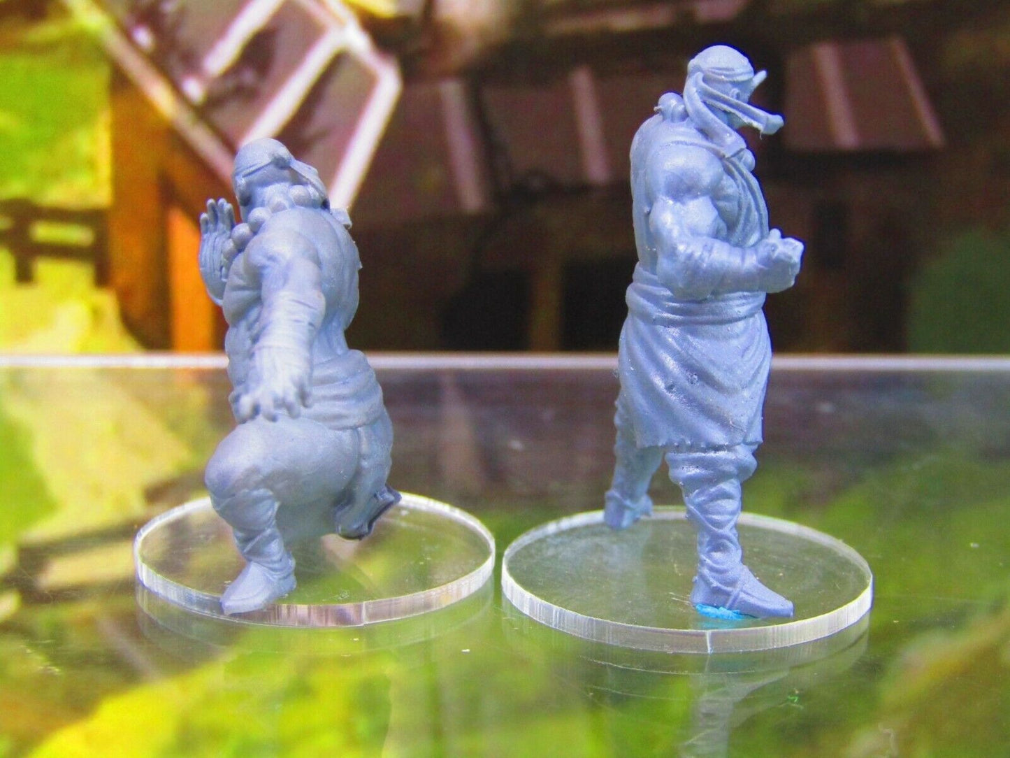 Monk Fighter Pair Mini Miniature Figure 3D Printed Model 28/32mm Scale RPG