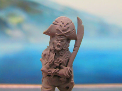 Undead Pirate Captain for Ghost Ship Crew Mini Miniature 3D Printed Model 28/32m