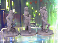 
              Lot of 3 Spaceship/ Dock Workers Civilans Commoners NPCs Mini 3D Printed Figures
            