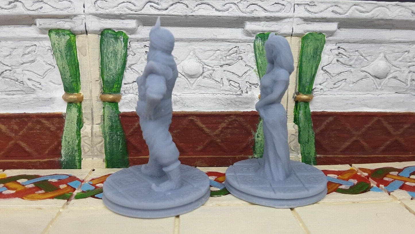 Arabian Prince & Princess Mini Miniature Figure 28-32MM Resin 3D Printed D&D